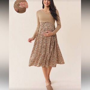 SHEIN Maternity Floral Midi Dress — Nursing Friendly — Size M